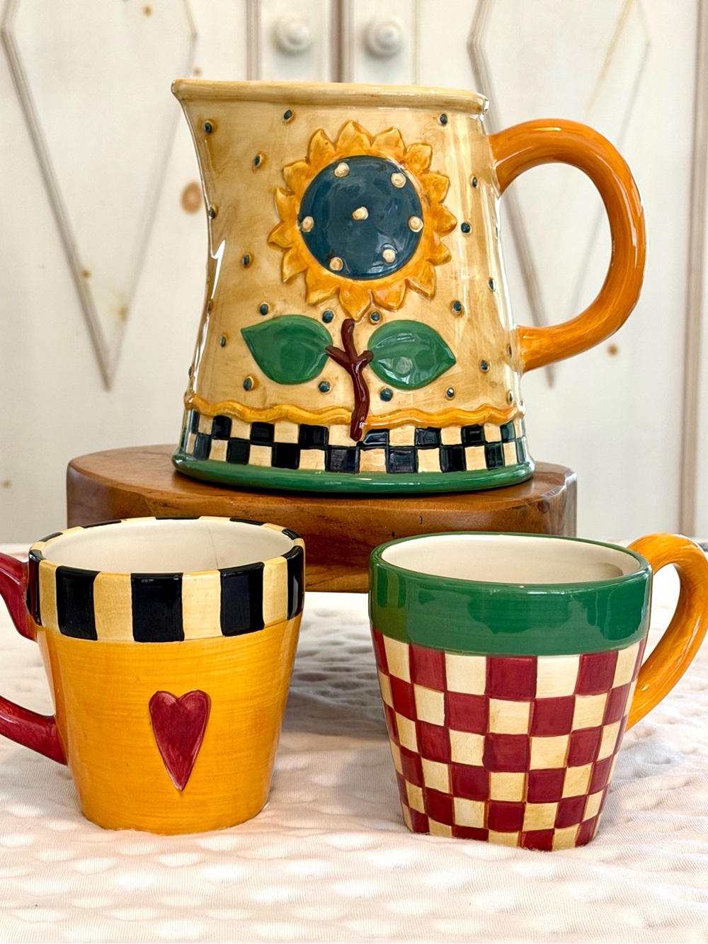 Vintage Sakura Sunflower Pitcher and Mug by  Debbie Mumm